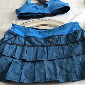 Lululemmon jacket, skort, and sports bra set